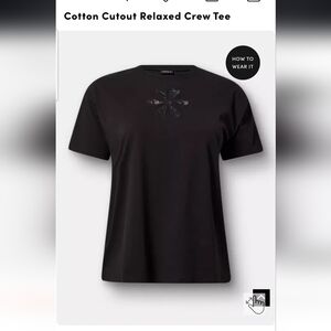 Torrid Black Cotton Cutout Relaxed Crew Tee